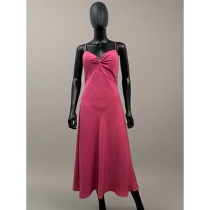 GUESS Pink Midi Dress Sz 10 Sleeveless Spaghetti Strap Fit‎ Flare Party